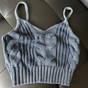 Blue knit crop top